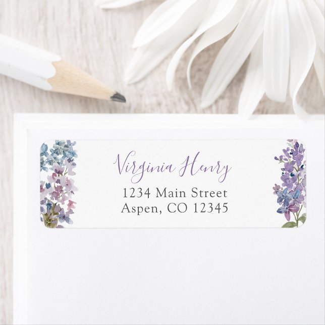Etiqueta Floral Roxo (Purple Floral Address Label by Painted Paperie
)
