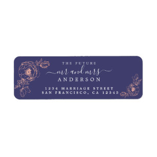 Etiqueta Floral Script Future Sr. Wedding Endereço de Regr
