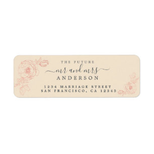 Etiqueta Floral Script Future Sr. Wedding Return Endereço
