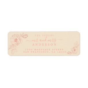 Etiqueta Floral Script Future Sr. Wedding Return Endereço