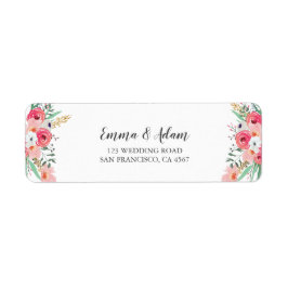 Etiqueta Floral Wedding Return Address Label Flowers Rosa