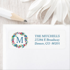 Etiqueta Floral Wreath Monographic Endereço de Devolução