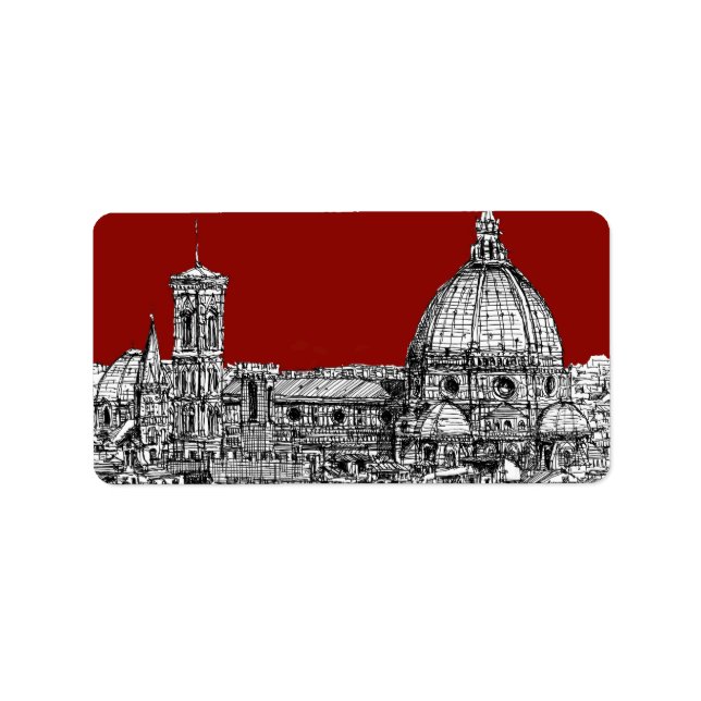 Etiqueta Florença Itália em vermelho (Frente)