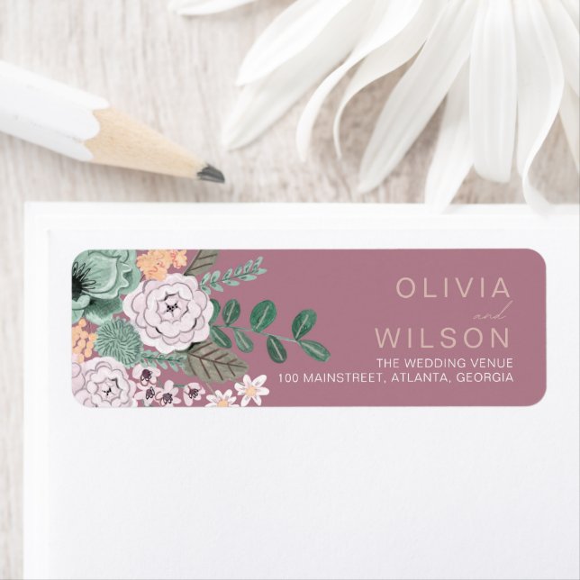 Etiqueta Flores Boêmian Green & Mauve Chic Floral (Insitu)