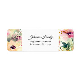 Etiqueta Flores de Aquarelas Rosa e Amarelo