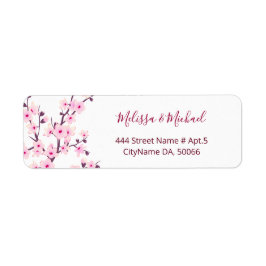 Etiqueta Flores de Cerejeira Rosa Branco | Casamento