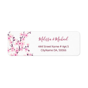 Etiqueta Flores de Cerejeira Rosa Branco Casamento