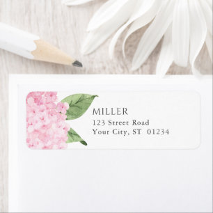 Etiqueta Flores de Hortênsia Rosa Endereço Personalizado