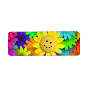Etiqueta Flores de Rosto Feliz e Bonitas