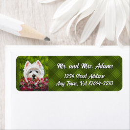 Etiqueta Flores de Westie e Rosa