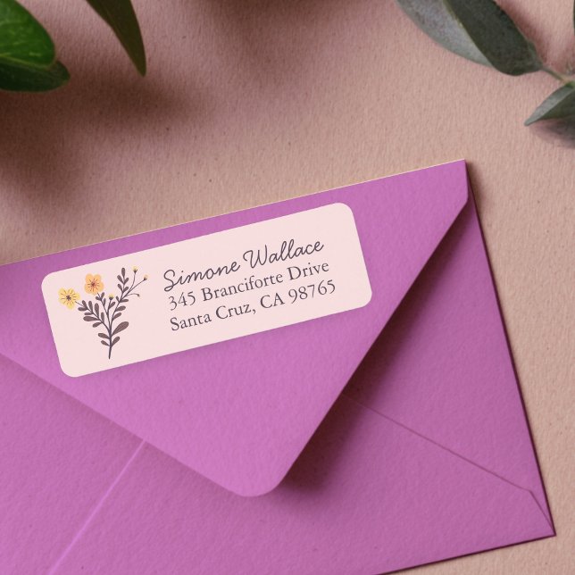 Etiqueta Flores Delicadas Endereço de Devolução Personaliza (Dainty Hand-drawn Florals Elegant Chic Custom Return Address Label
)