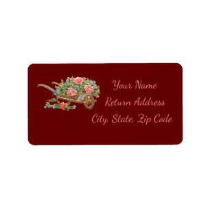 Etiqueta Flores e Flores Rosa Personalizam Borgonha