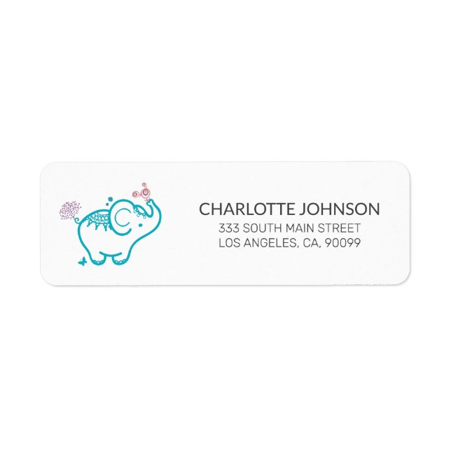 Etiqueta Flores E Rótulo De Elefante Para Bebês (Frente)