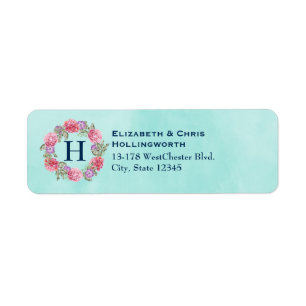 Etiqueta Flores Florais de Wreath Watercolor Flores Rosa e