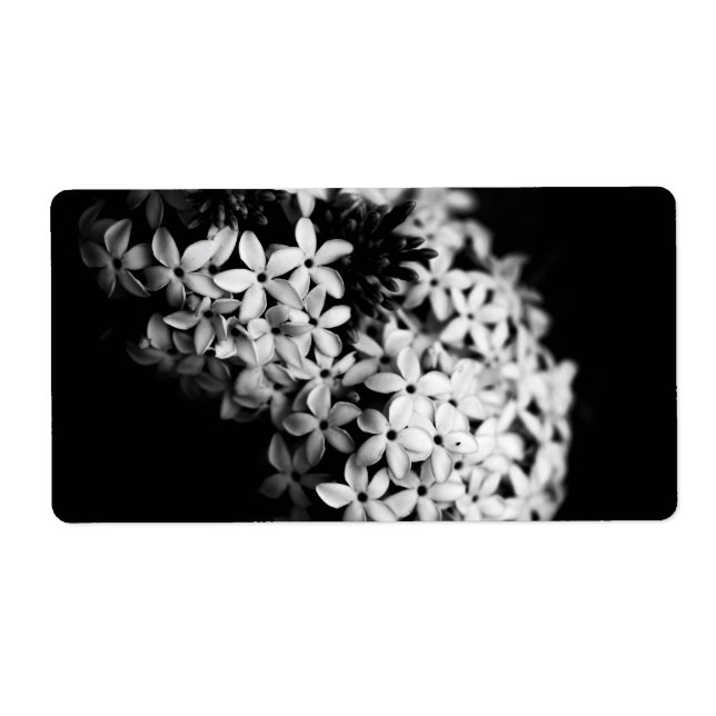 Etiqueta flores pretas e brancas (Frente)