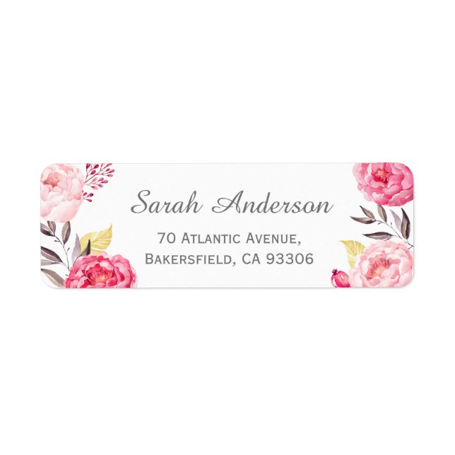 Etiqueta Flores Rosa Botânicas Românticas Modernas (Frente)