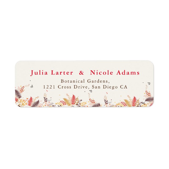 Etiqueta Flores Selvagens da Floresta Cogumelos de Samambai (Frente)