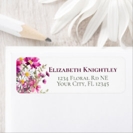 Etiqueta Flores Silvestres Cor-de-Rosa Magenta Flores Color