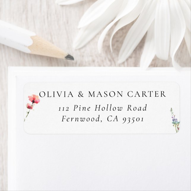 Etiqueta Flores Silvestres de Prado Montanhoso Casamento Mo (Insitu)