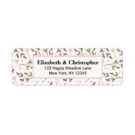 Etiqueta Flores-tronco longas, rosa e verde