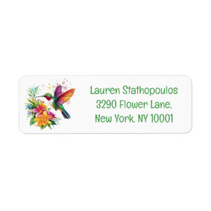 Etiqueta Flores Tropicais De Hummingbird
