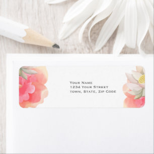 Etiqueta Flores Tropicais de Pêssego Casamento