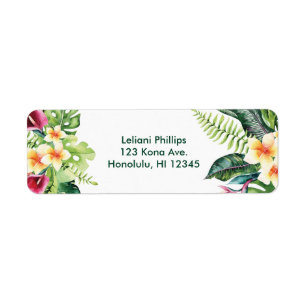 Etiqueta Flores Tropicais Folhas Festa Floral de Noiva