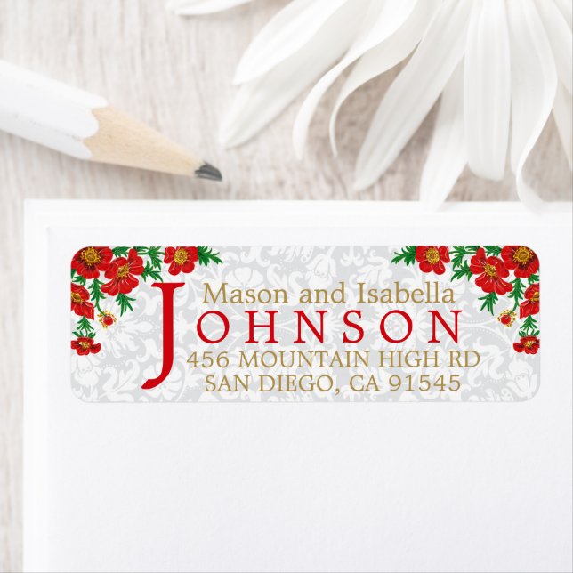 Etiqueta Flores Vermelhas Elegantes (Insitu)