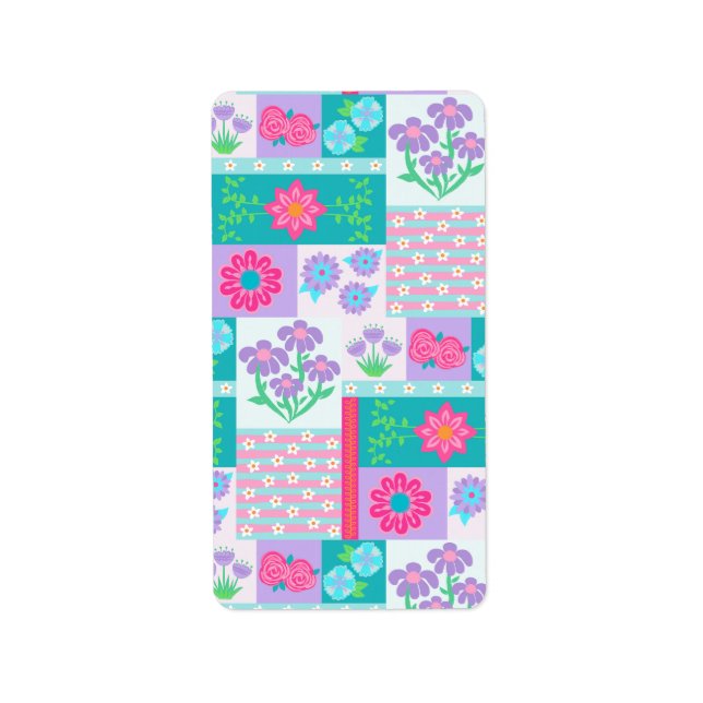 Etiqueta Flores Vibrantes em Flor Design (Frente)