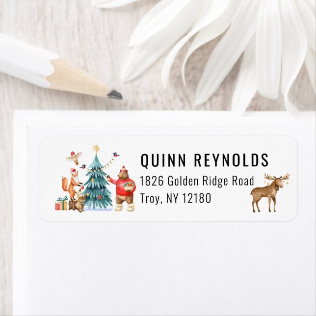 Etiqueta Floresta Amigos de inverno Festa de aniversário de (Insitu)