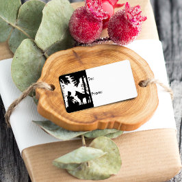 Etiqueta Florestas de Lobo de Capuchos Vermelho-Silhueta Pr