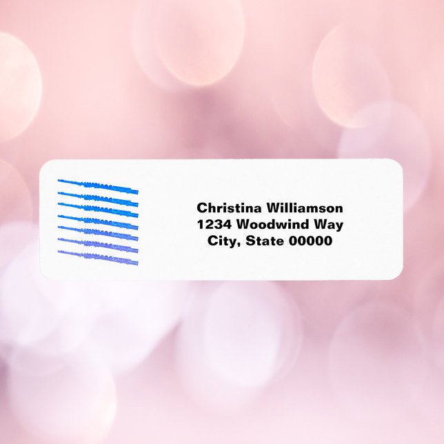 Etiqueta Flutes Blue Personalizar Endereço de Retorno (A return address label with blue flutes and text you can personalize!)