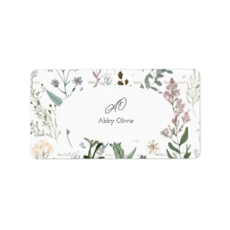 Etiqueta Fluxo floral de aquarela simples