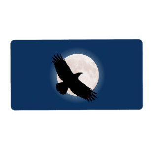 Etiqueta Flying raven com a lua atrás dela