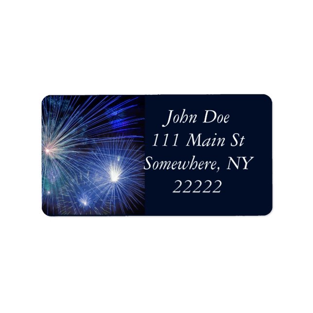 Etiqueta Fogos de artifício azuis festivos (Frente)