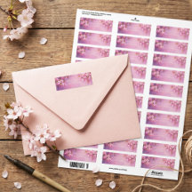 Folha de Bronze Violeta Aguarela Flor de Cerejeira