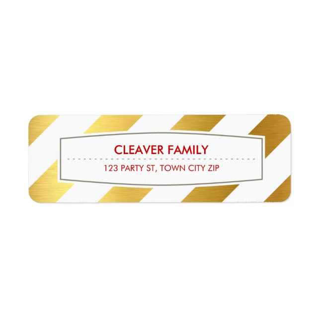 Etiqueta Folha de ouro brilhante com padrão de banda larga  (Frente)