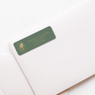 Etiqueta Folha de Ouro Elegante Minimalista Botânica Verde