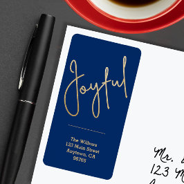 Etiqueta Folha de Ouro JOYFUL em Azul