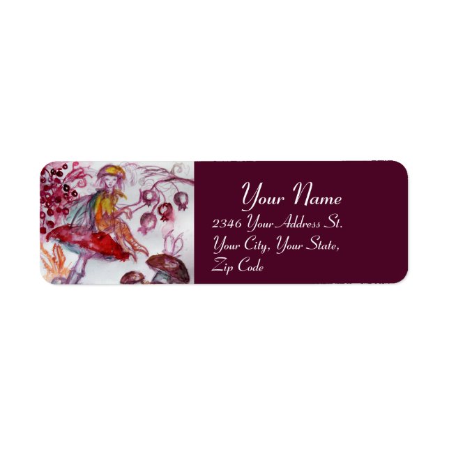 Etiqueta FOLHA MÁGICA DA Fantasia Púrpura Branca Vermelha M (Frente)