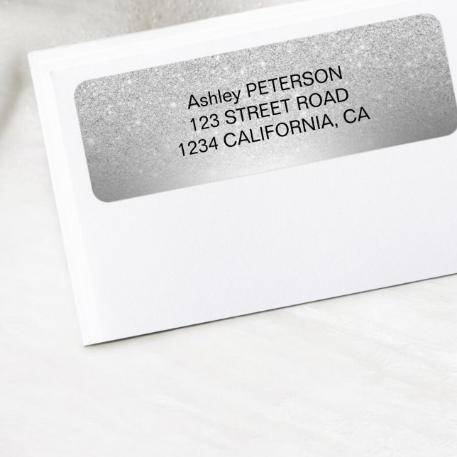 Etiqueta Folha metálica ombre de prata (Silver glitter ombre metallic foil label)