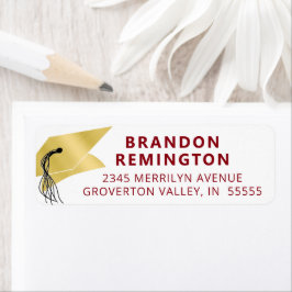 Etiqueta Folha Metálica Vermelha Dourada