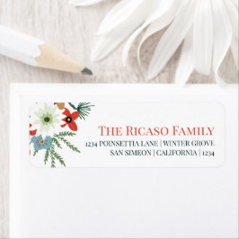 Etiqueta Folhagem de Flor de Natal Personalizada
