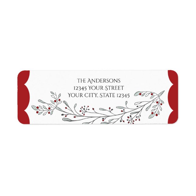 Etiqueta Folhagem de Natal e Berries (Frente)