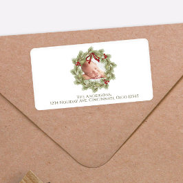 Etiqueta Folhagem de Wreath em Watercolor de Natal