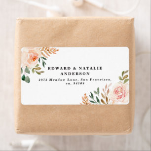 Etiqueta folhagem e flores botânicas aquáticas