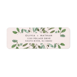 Etiqueta Folhagem Minimalista Casamento Cor-de-rosa