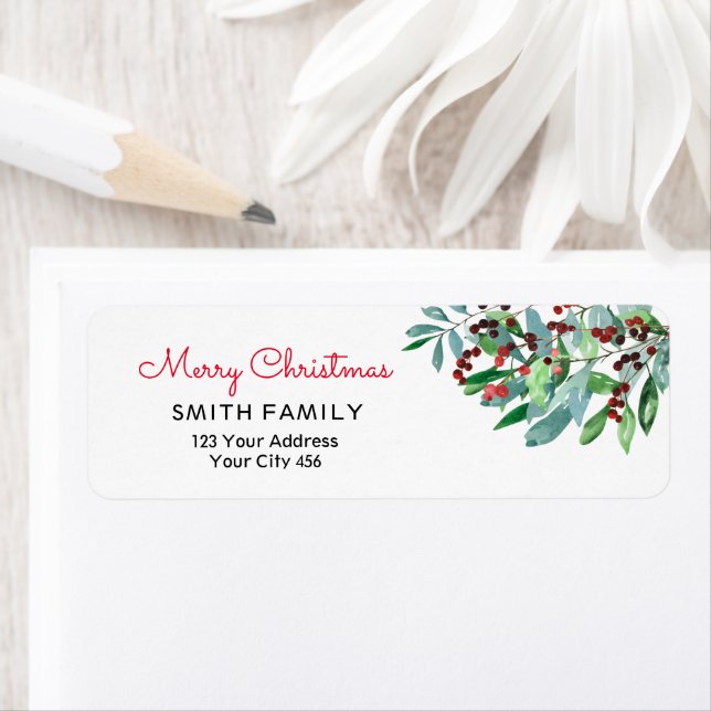 Etiqueta Folhagens de Natal Elegantes (Insitu)