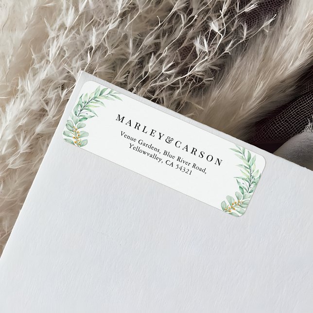 Etiqueta Folhas de eucalipto Verde casamente Endereço de De (Criador carregado)