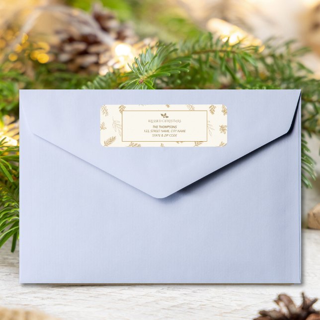 Etiqueta Folhas de inverno Douradas Elegantes (Criador carregado)